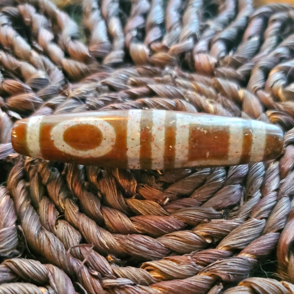 Vintage TIbetan Dzi Bead Heaven and Earth